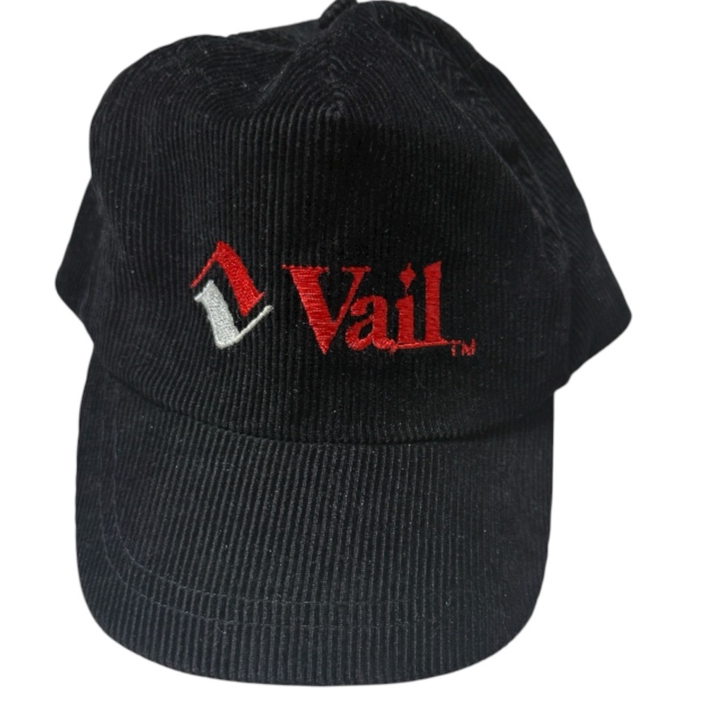 Vintage Vail hat Black Corduroy Cap